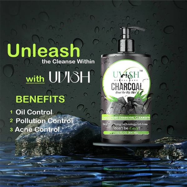 Uvish Activated Charcoal Skin Purifying For Oily SkinFace Wash- 300ML| Charcoal face wash
