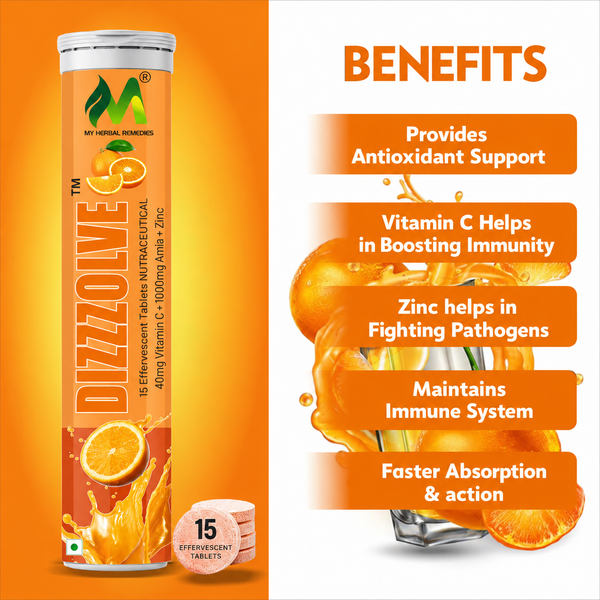 Vitamin C Supplement for Daily Wellness & Antioxidant Support | Orange Flavour | 15 Tablets
