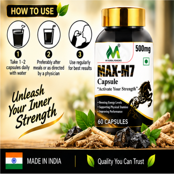MAX X7 CAPSULE| For Stamina, Muscle Growth & Energy | Ashwagandha, Gokshura, Safed Musali & Other Action Herbs