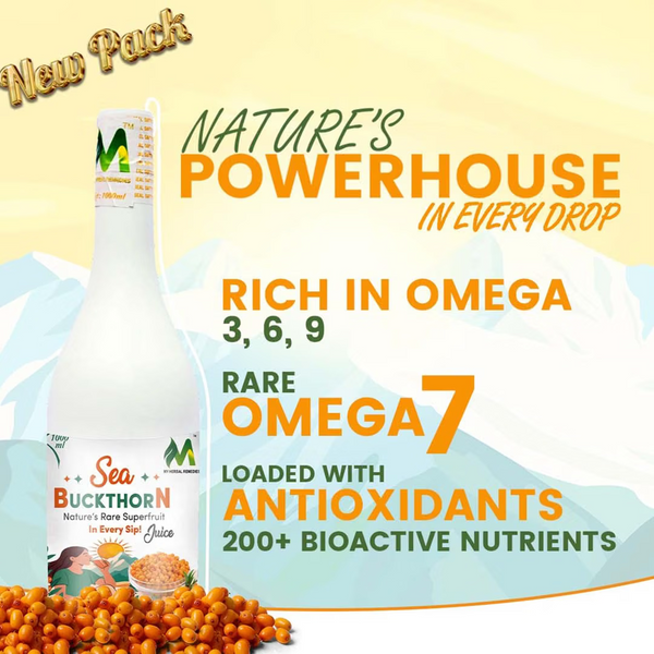 Sea Buckthorn Golden Berry Juice 1000ML |A Natural Source of Omega 3, 6, 7 & 9|Supports Skin Glow, Heart & Digestion