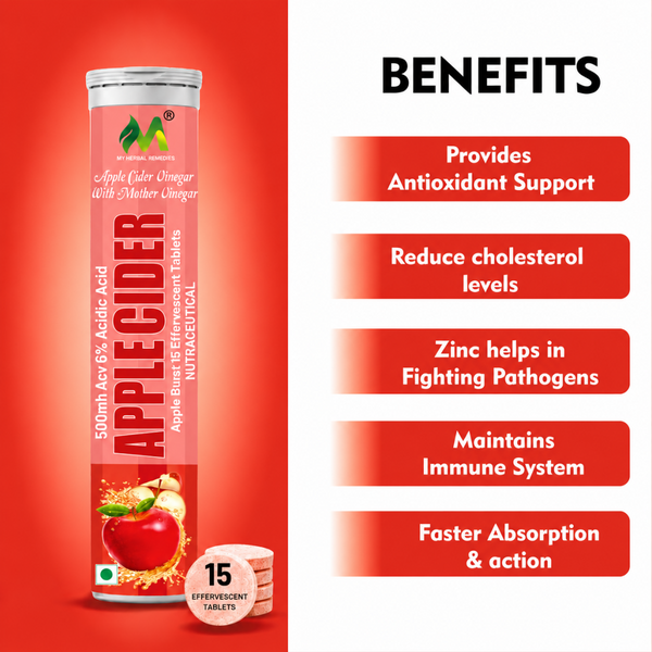 Apple Cider Vinegar Effervescent Tablets | 500mg ACV | Pack of 4 (15 Tablets per Pack) | Vitamin B6 & B12 | Sugar-Free | Digestion & Metabolism Support
