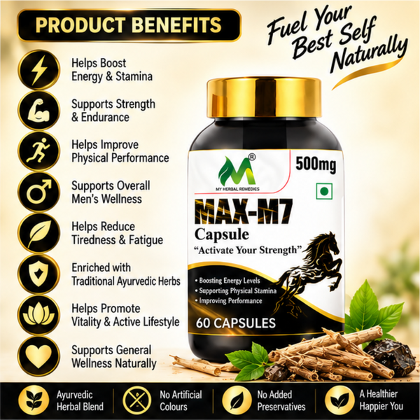 MAX X7 CAPSULE| For Stamina, Muscle Growth & Energy | Ashwagandha, Gokshura, Safed Musali & Other Action Herbs
