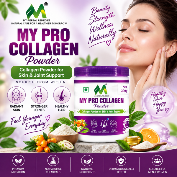 Pro Collagen Powder, 200g, Ayurvedic Blend with Amla, SeaBuckthorn and Green Tea for Skin, Hair and Joint Support, Anti-Aging and Glowing skin, Collagen Powder for Women and Men