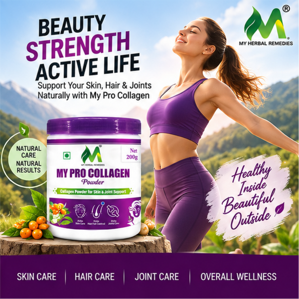 Pro Collagen Powder, 200g, Ayurvedic Blend with Amla, SeaBuckthorn and Green Tea for Skin, Hair and Joint Support, Anti-Aging and Glowing skin, Collagen Powder for Women and Men